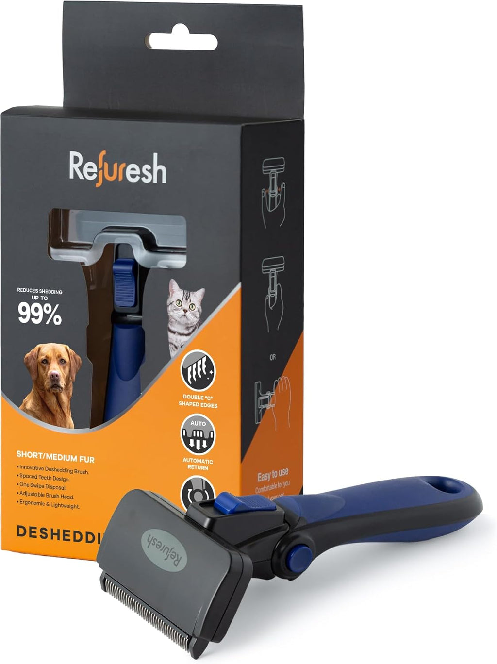 Deshedding Dog Brush for Short/Medium Hair (Medium,Red) - Gentle Deshedding Tool for Dogs & Cats - Reduces Shedding, Without damaging Topcoat. Removes Loose Fur & Dead Undercoat. - Image 14