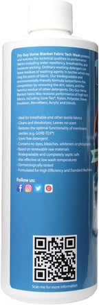 Dry Guy Waterproofing equestrian rug wash liquid label details showing eco friendly ingredients