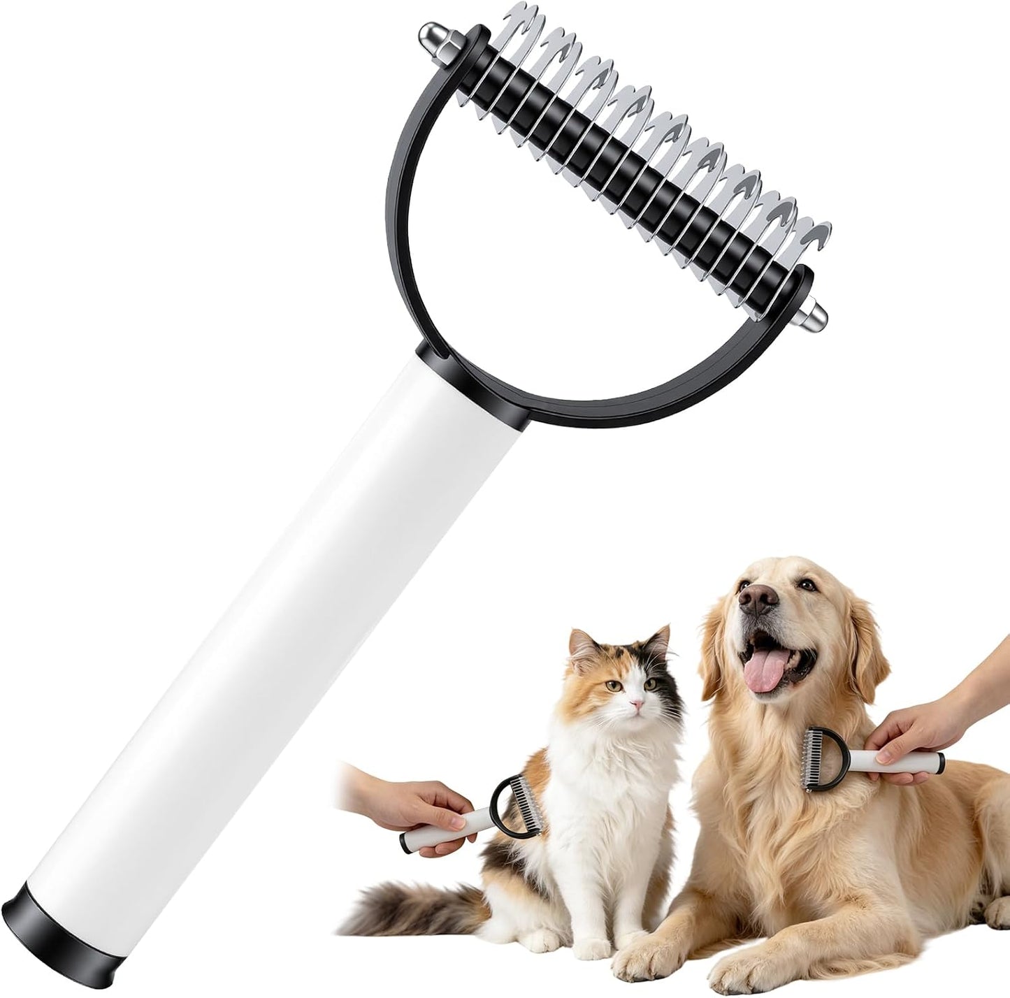 Generic 2-in-1 double sided dematting comb front view pet grooming tool