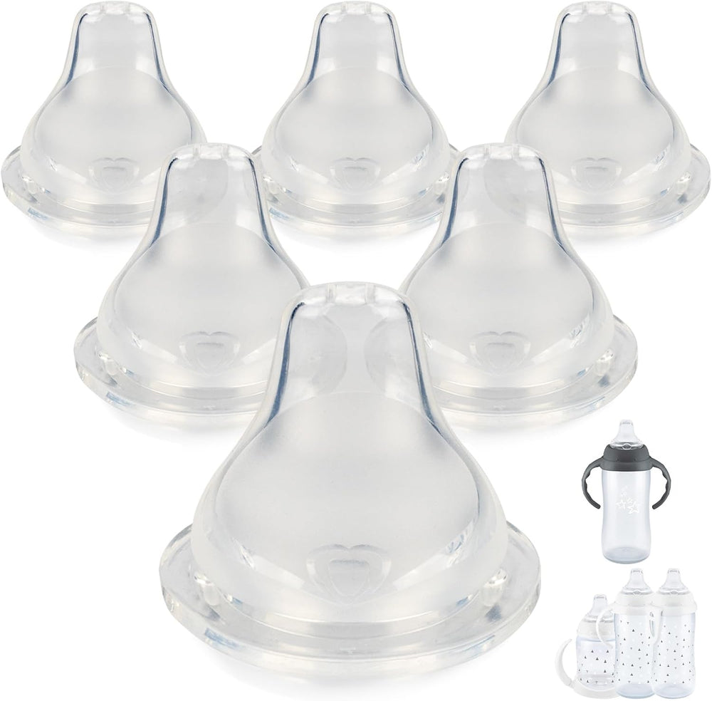 Joyfeed sippy cup nipples 6 count package front view showing authentic silicone replacement spouts