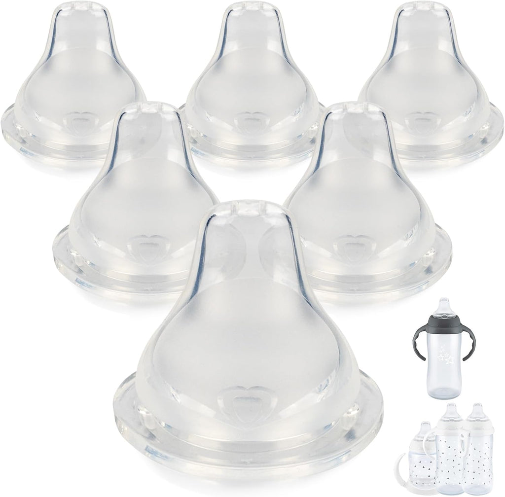 Joyfeed sippy cup nipples 6 count package front view showing authentic silicone replacement spouts