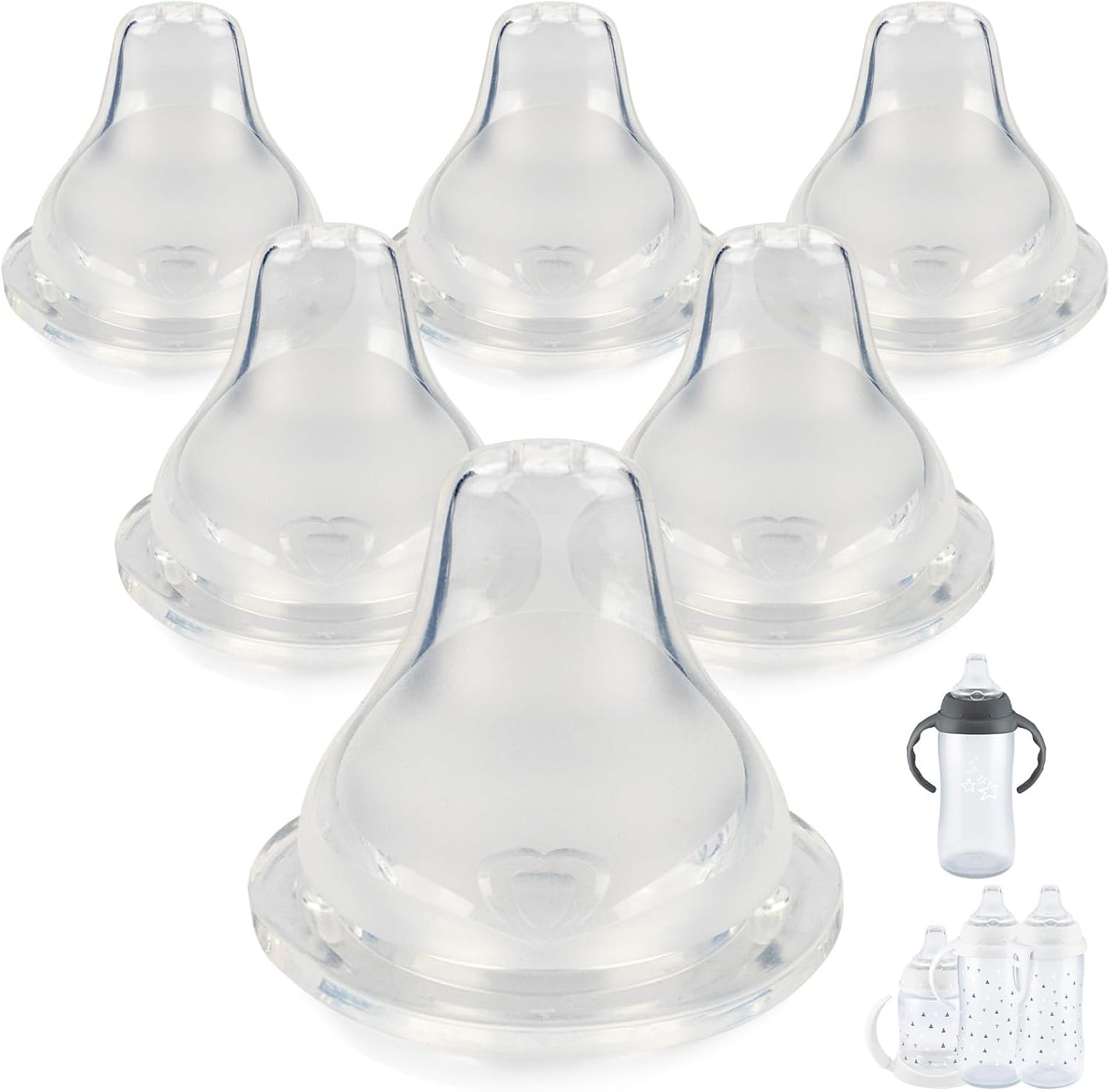 Joyfeed sippy cup nipples 6 count package front view showing authentic silicone replacement spouts