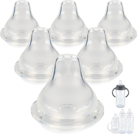 Joyfeed sippy cup nipples 6 count package front view showing authentic silicone replacement spouts