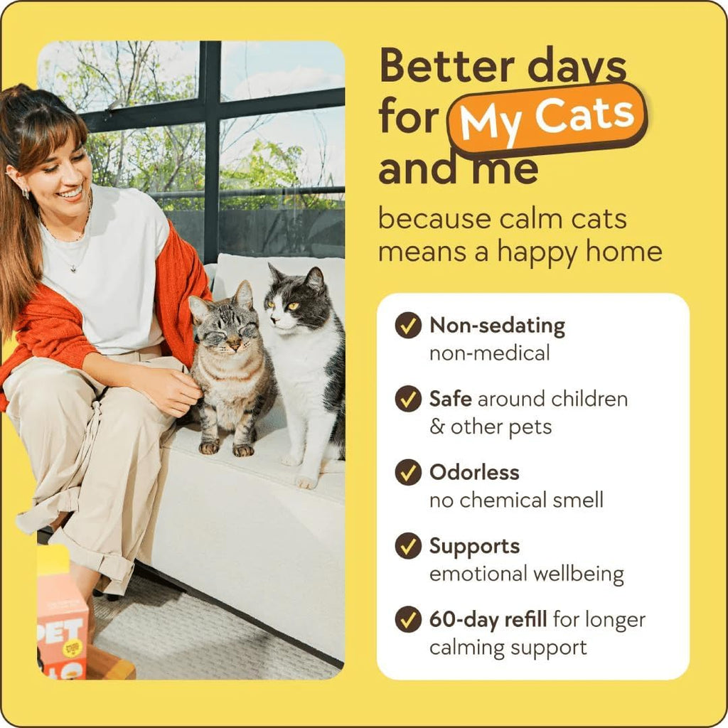 Authentic USA-imported TheraPetMD cat calming refills on clean domestic backdrop
