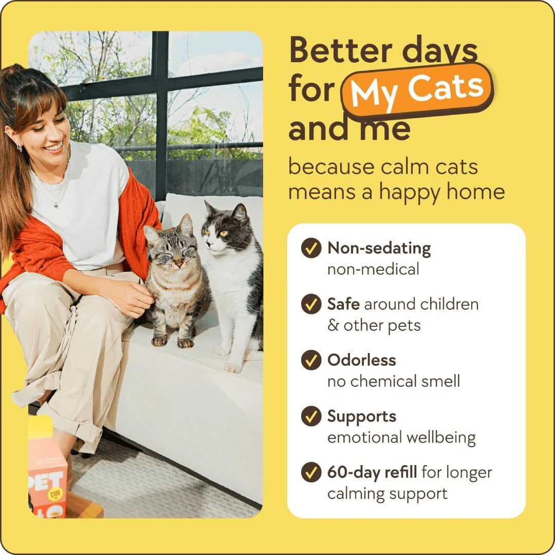 Authentic USA-imported TheraPetMD cat calming refills on clean domestic backdrop