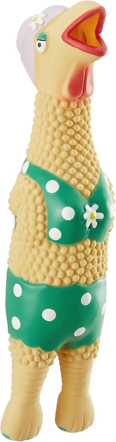 Charming Pet Squawkers Earl latex chicken interactive holiday dog toy back view