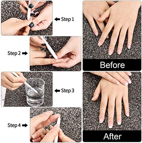 Under nail whitening pencil application demonstrating how to color the free edge of fingers.