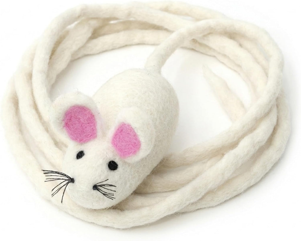 Glaciart One Felt Mouse Cat Toy - Soft Fuzzy Enrichment 100% Natural Wool - Interactive Catnip Play Cat Toy Set - Safe for Pets, Non-AZO Colored Dyes - 100" Long - Image 13