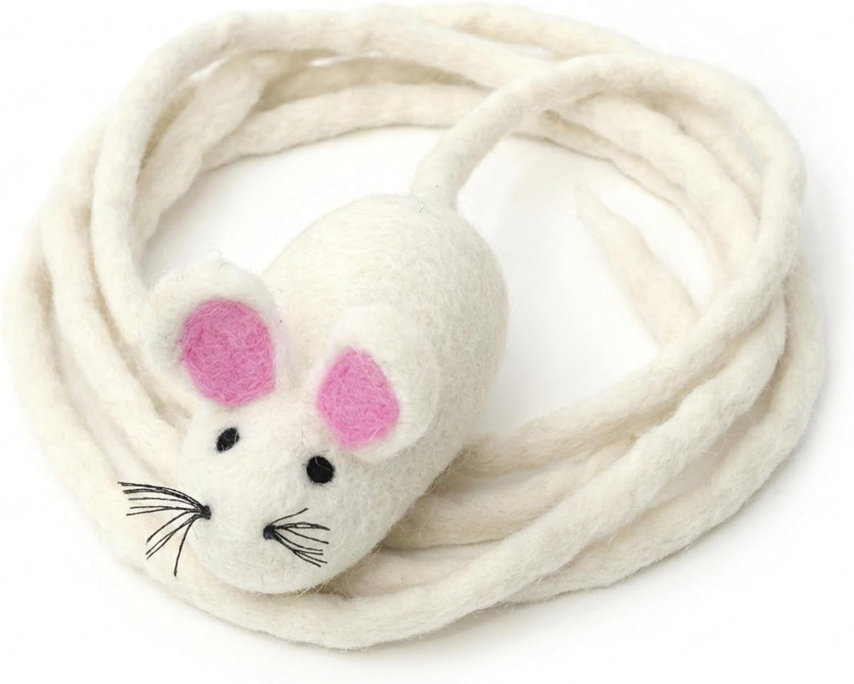 Glaciart One Felt Mouse Cat Toy - Soft Fuzzy Enrichment 100% Natural Wool - Interactive Catnip Play Cat Toy Set - Safe for Pets, Non-AZO Colored Dyes - 100" Long - Image 13