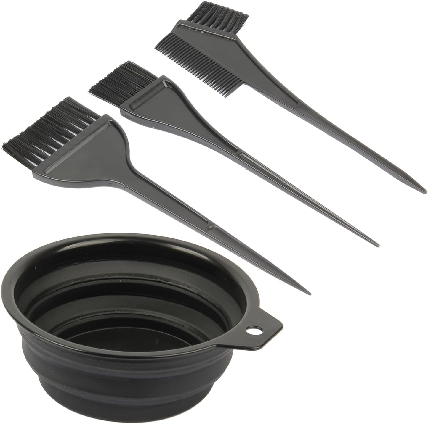 JFFX hair dye color brush and bowl set front view showing four professional salon highlighting tools