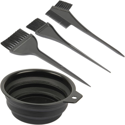 JFFX hair dye color brush and bowl set front view showing four professional salon highlighting tools