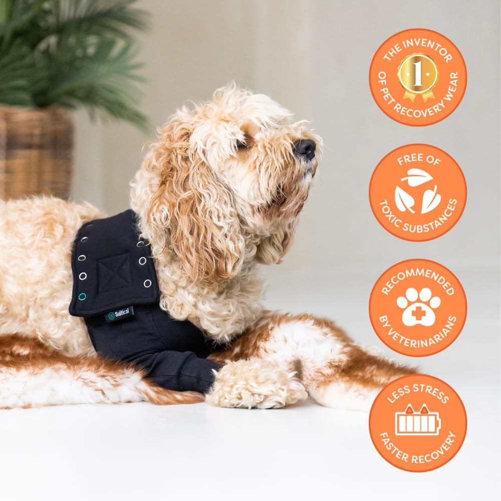 Washable stretch fabric veterinary sleeve for dog wounds