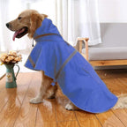 NACOCO pink dog raincoat showing the convenient leash access hole detail.