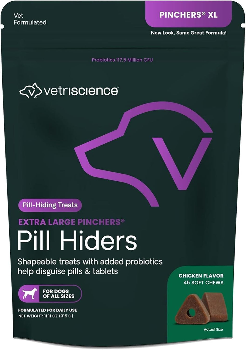 VetriScience Extra Large Pinchers Pill Hiders Chews Non-Greasy Pill Wrap with Probiotics for Dogs, Disguise Pills, Capsules & Tablets, Gut & Immune Health, Peanut Butter, 45 Counts - Image 11