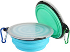 SLSON portable pet travel bowls expanded with gray protective lids