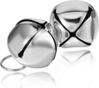 Xthrotsenk 2 Piece Large Dog Bells silver pet tracking bells front view