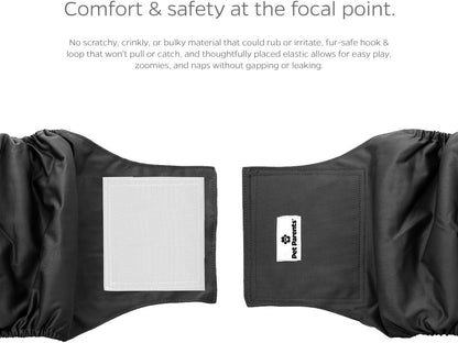 Two pack of Pet Parents male dog diapers neatly folded next to the Extendrs packaging