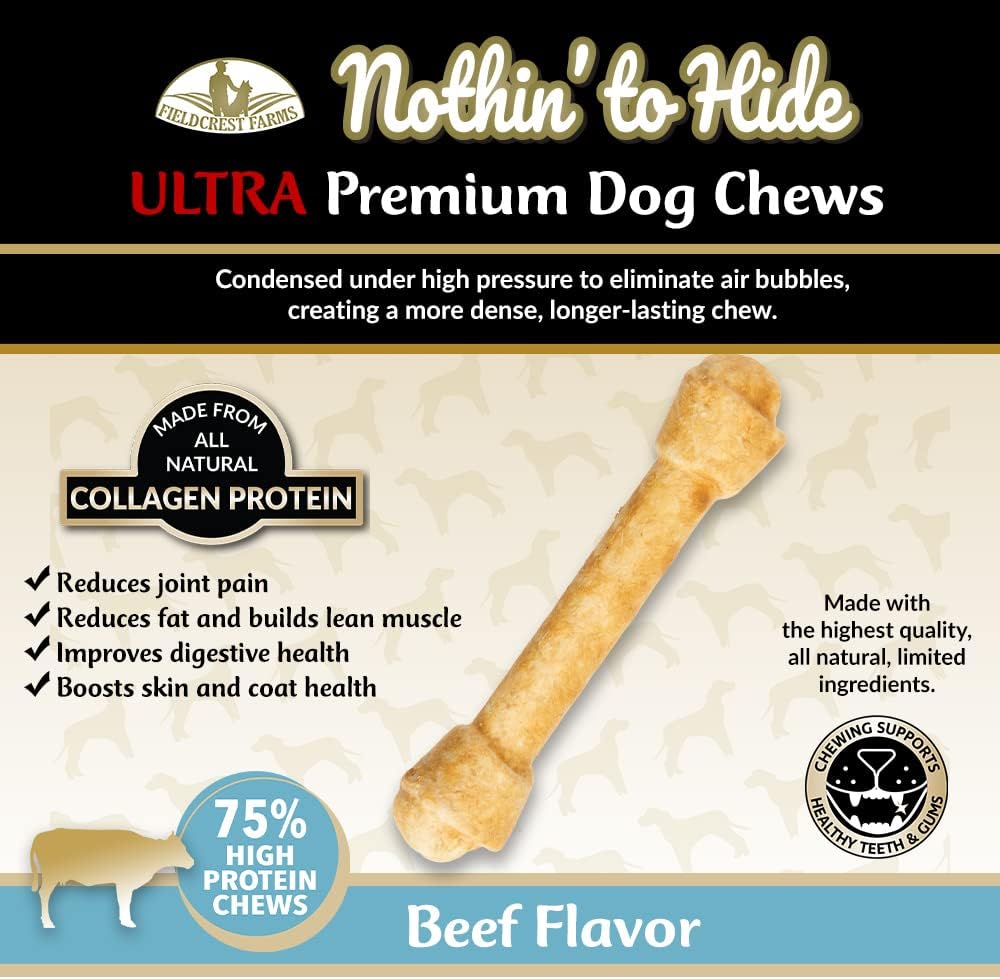 Rawhide alternative beef flavor collagen dog bone for aggressive chewers.
