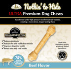 Rawhide alternative beef flavor collagen dog bone for aggressive chewers.