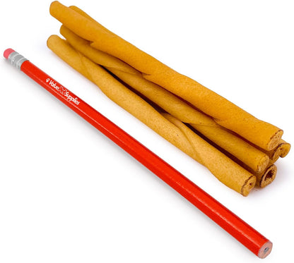 ValueBull five inch smoked rawhide twists spread out showing natural varied thicknesses