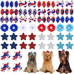 Variety of red white and blue star dog grooming bows