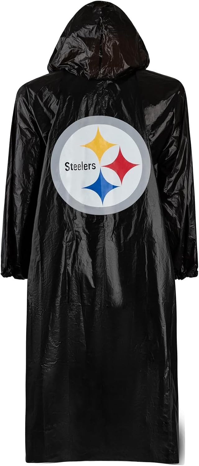 NFL Waterproof Rain Poncho for Adults, Sporty, Elastic Sleeves and Drawstring Hood, Unisex Rain Coat - Image 3