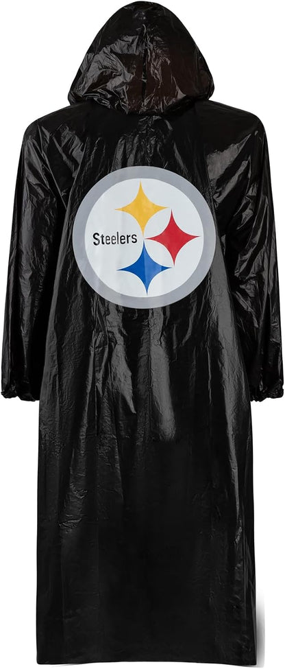 NFL Waterproof Rain Poncho for Adults, Sporty, Elastic Sleeves and Drawstring Hood, Unisex Rain Coat - Image 3