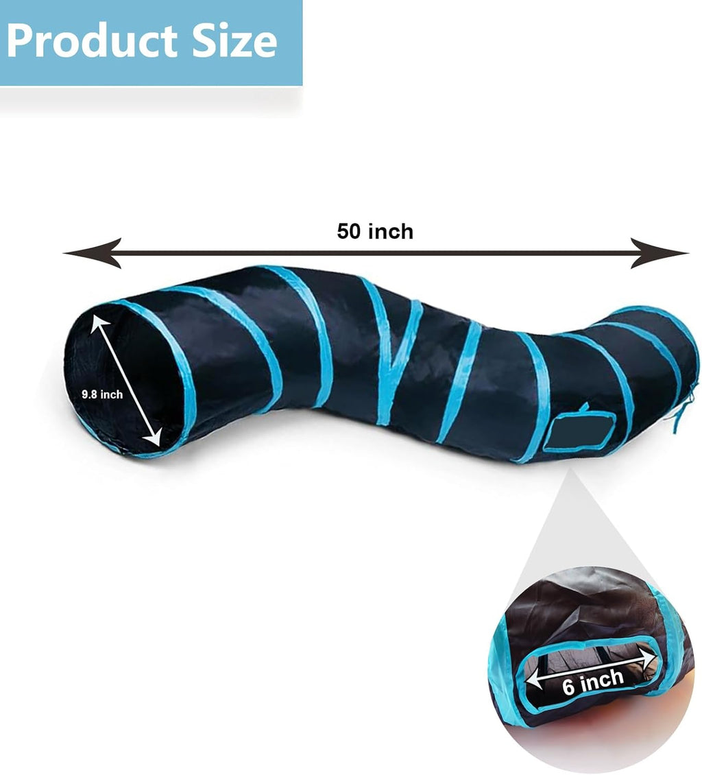 S-shape cat play tube with hanging toy balls for kittens
