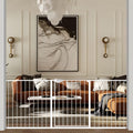 WAOWAO extra wide baby gate front view pressure mounted in a wide white hallway