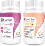 NutraBlast Boric Acid Suppositories and Feminine Balance Complex bundle front view for pH balance.