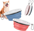 Pawaboo Collapsible Dog Bowls 2 Pack, Silicone Feeding Watering Bowls with Lids & Carabiners for Dogs Cats, Portable Collapsable Water Feeder Food Bowl for Walking Traveling Home Use, VioletTurquoise - Image 13