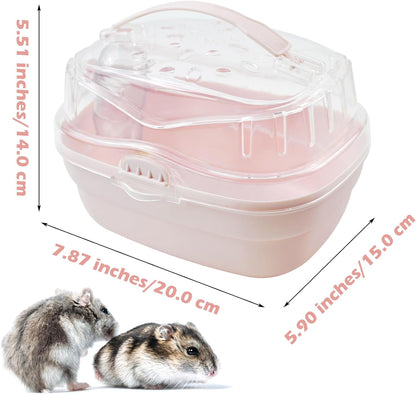 Hamster Carrier Cage with Water Bottle,Portable Hamsters Travel Cage Plastic Guinea Pig Carrying Cases Small Animal Carry Cage for Dwarf Hamsters Chinchillas Hedgehog Mouse(Pink) - Image 2