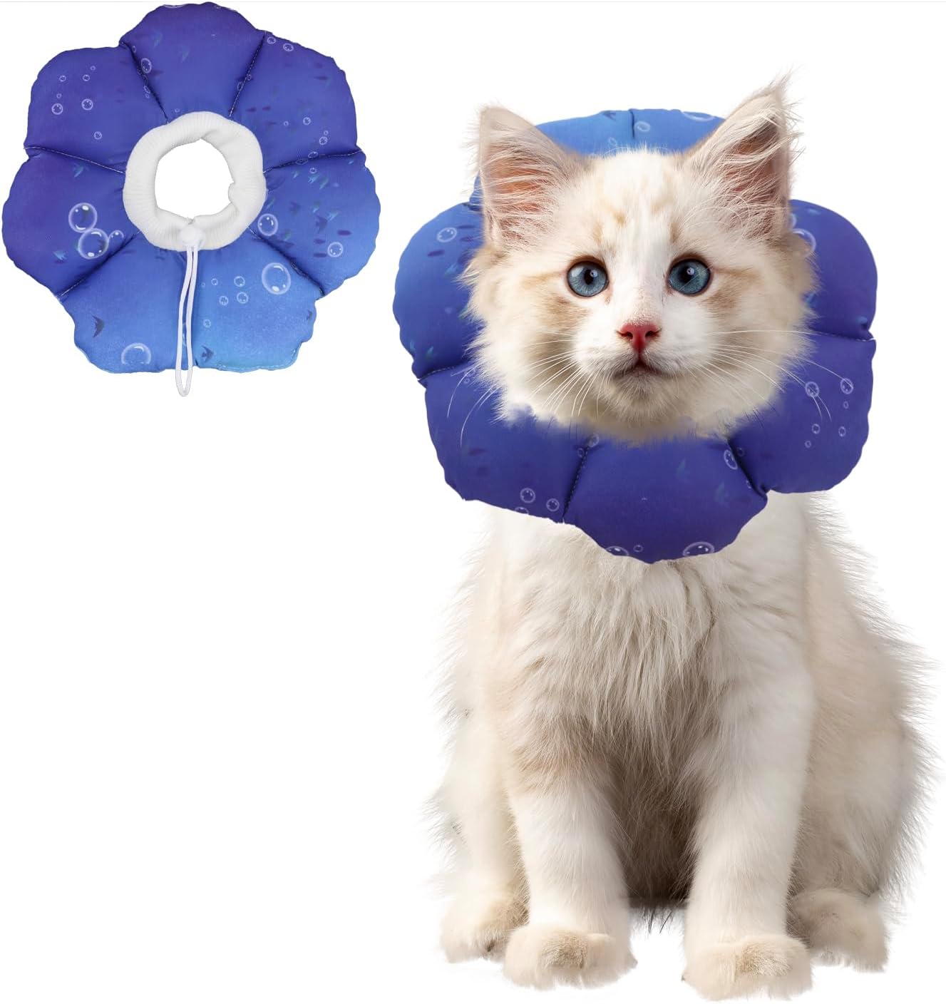 Cat Soft Cone Collar, Adjustable Cat Recovery Cones to Stop Licking Wounds, Waterproof Pet Elizabethan Recovery Collar for Cats After Surgery (Green Leaf, M) - Image 12