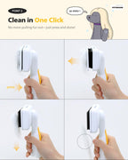Retracted bristles releasing trapped fur from PETHROOM cat brush