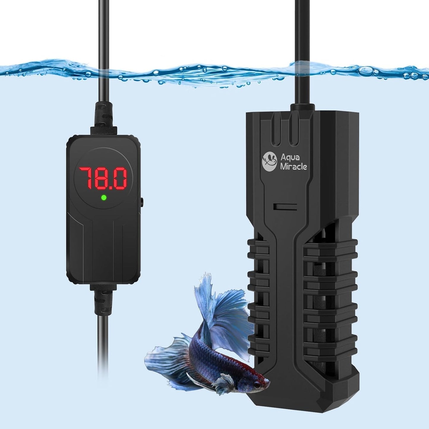 AquaMiracle Aquarium Heater, 200W Submersible Fish Tank Heater with LED Digital Display, Overheat Protection & Auto Power-Off When Out of Water, for Freshwater and Saltwater Fish Tanks (20-40 Gal) - Image 9