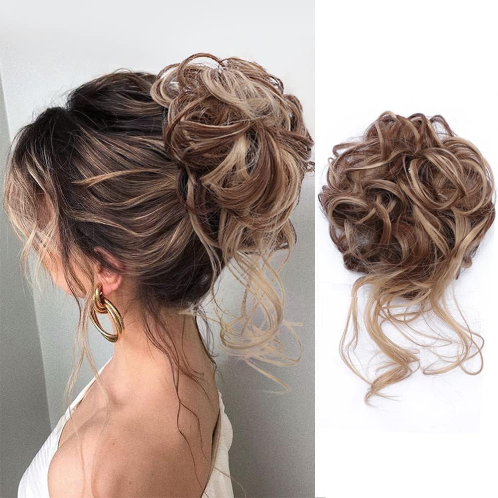 KETHBE messy bun hair piece tousled updo front view showcase