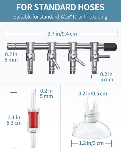 Pawfly 4 way gang valve kit showcasing non return check valve and clear suction cups