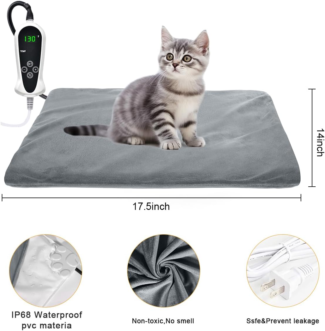 RIOGOO electric dog and cat heating pad with its soft removable floral pattern cover attached.