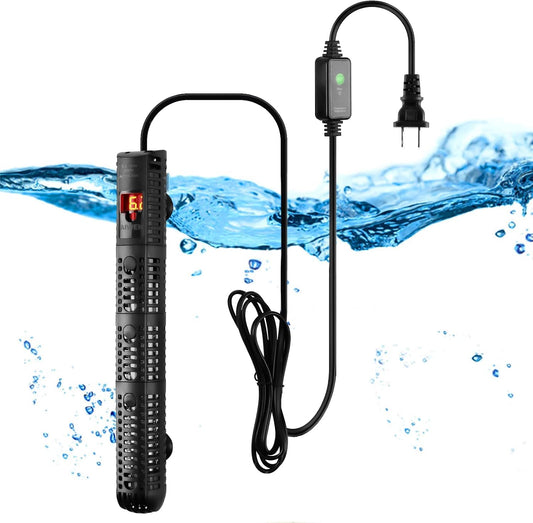 Aiwek 300W Aquarium Heater front view with digital display