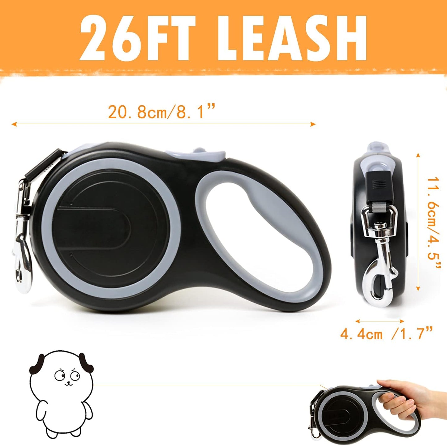 Ergonomic anti-slip rubberized handle of Mk-Def dog leash