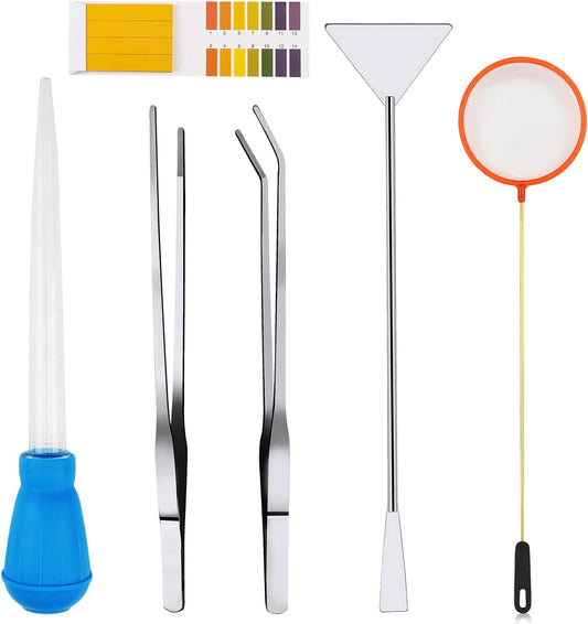 PietyPet aquarium cleaning tools kit front view showing six essential maintenance items.