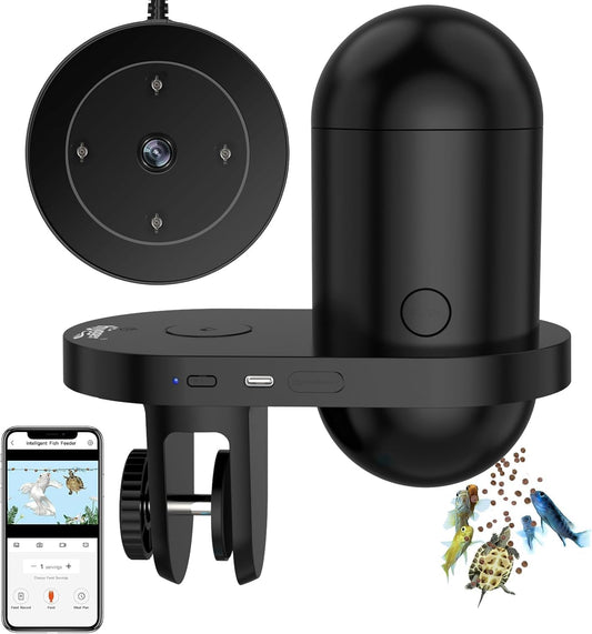 Hygger WiFi automatic fish feeder front view showcasing smart aquarium food dispenser