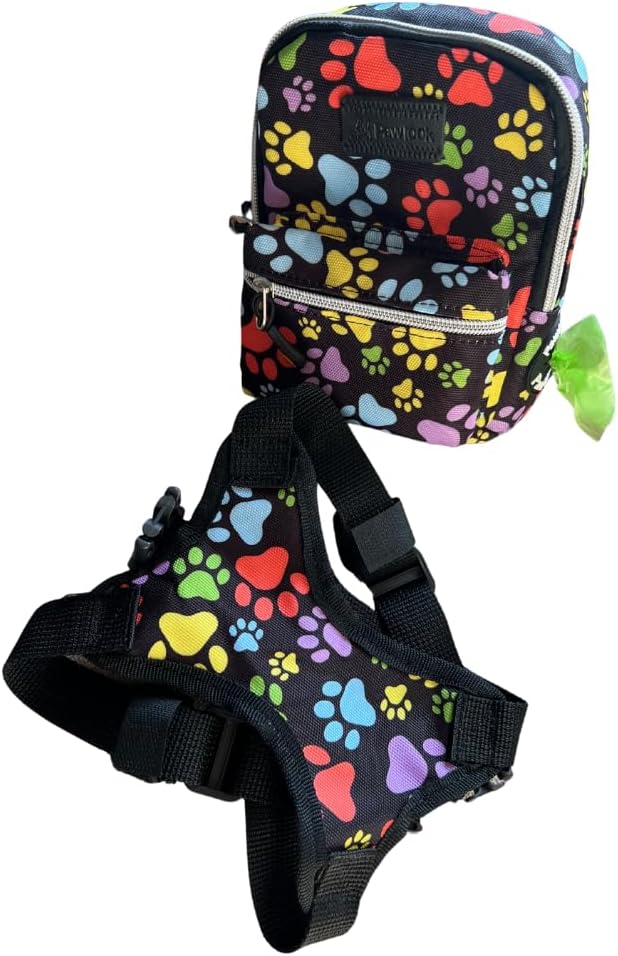 PawLook pet wearable bag vest with integrated poop bag dispenser