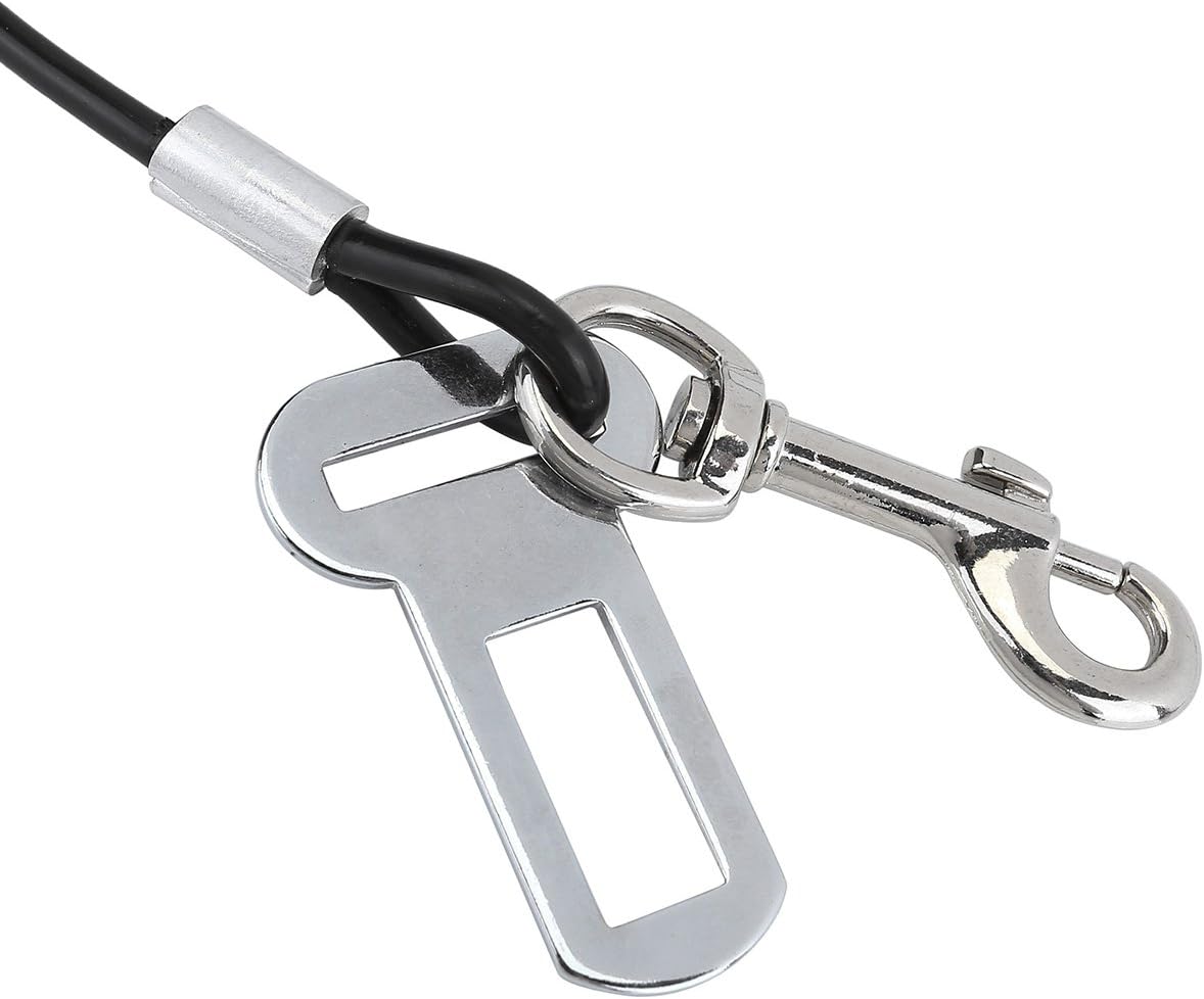 Close up of Mogoko stainless steel dog seatbelt latch attachment