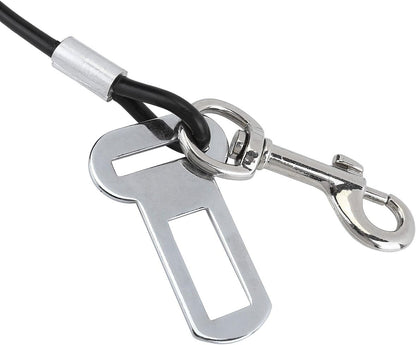 Close up of Mogoko stainless steel dog seatbelt latch attachment