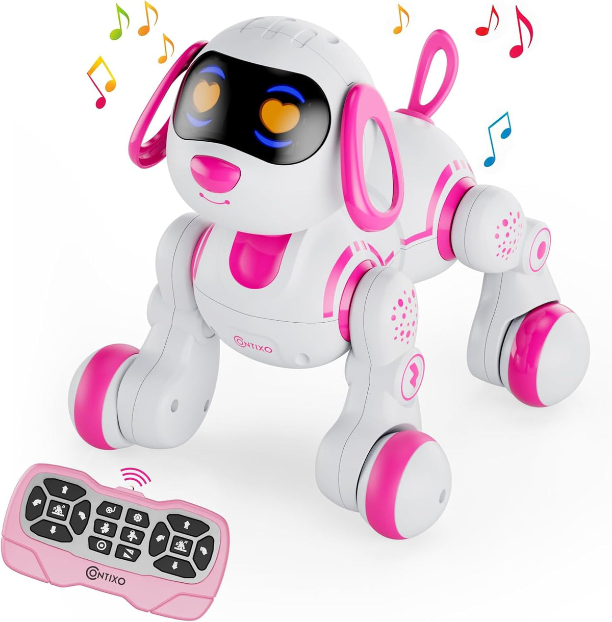 Contixo R3 robot dog pink front view interactive toy