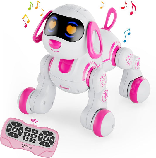 Contixo R3 robot dog pink front view interactive toy