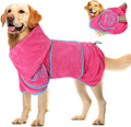 SlowTon dog bathrobe drying coat front view pink color for large dogs