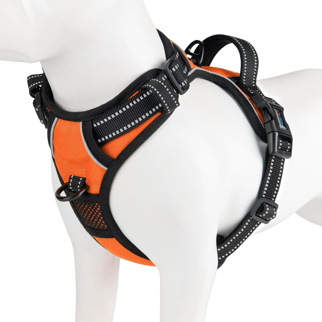 PHOEPET No Pull Dog Harness Medium Reflective Front Clip Vest with Handle, Adjustable 2 Metal Rings 2 Buckles(M, Grey) - Image 12