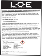 Thornell laundry odor remover bottle back label instructions for machine wash